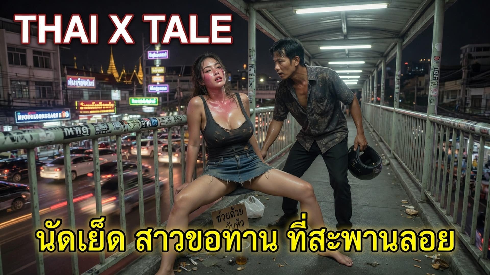 นัดเย็ด สาวขอทาน ที่สะพานลอย