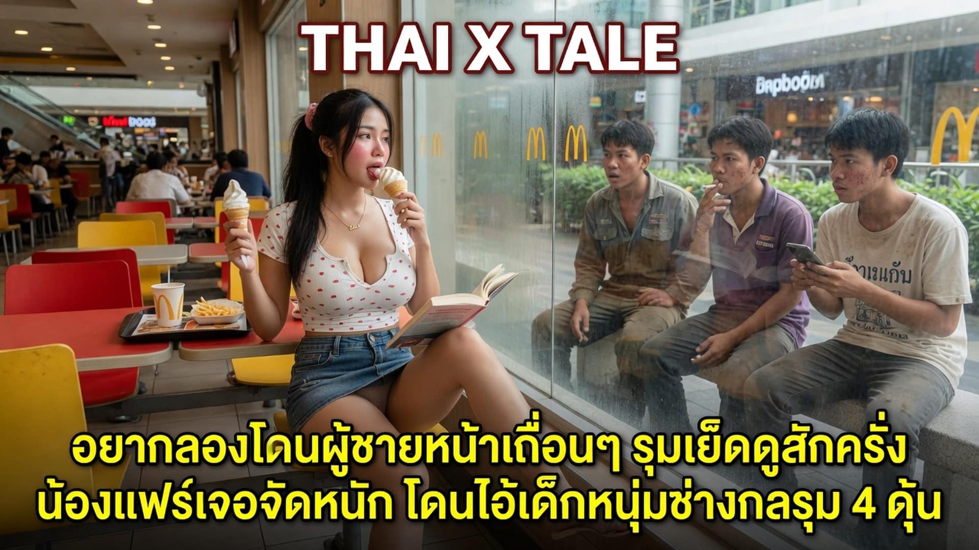 อยากลองโดนผู้ชายหน้าเถื่อนๆ รุมเย็ดดูสักครั้ง ”น้องแฟร์เจอจัดหนัก โดนไอ้เด็กหนุ่มช่างกลรุม 4 ดุ้น”