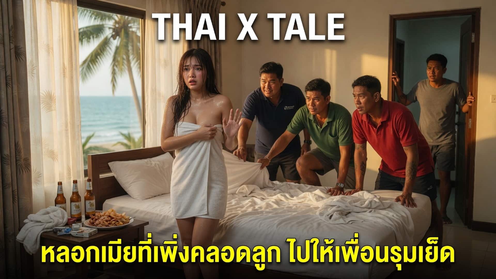 หลอกเมียที่เพิ่งคลอดลูก ไปให้เพื่อนรุมเย็ด