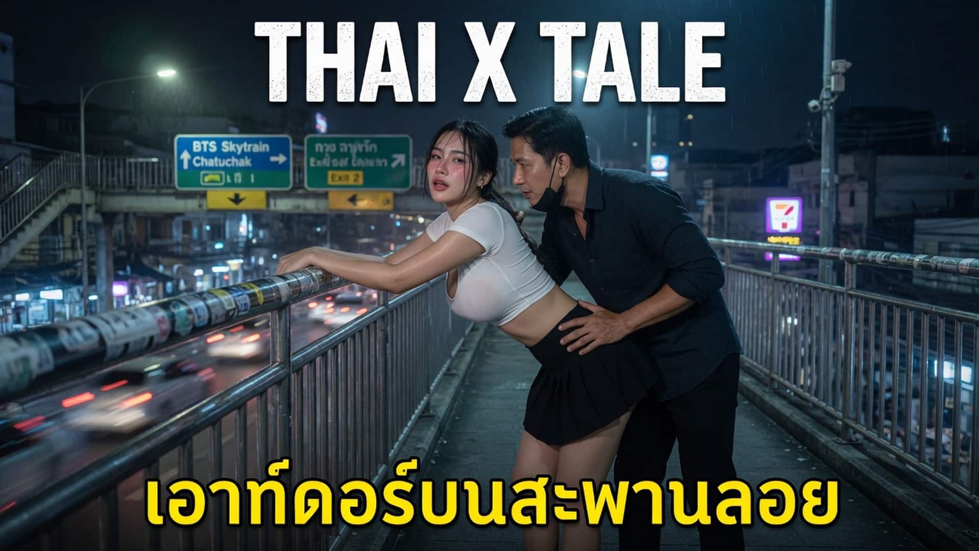 เย็ดกันแบบเอาท์ดอร์กับคนเมาบนสะพานลอย