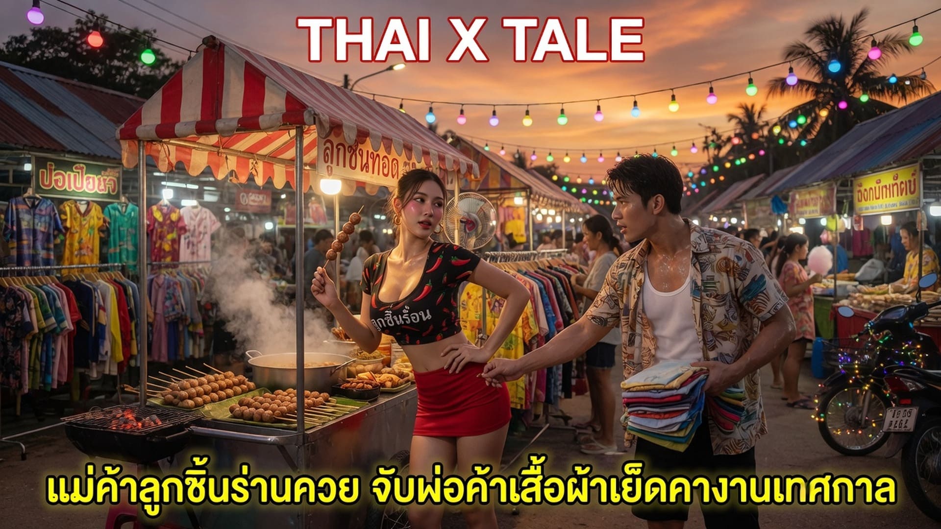 แม่ค้าลูกชิ้นร่านควย จับพ่อค้าเสื้อผ้าเย็ดคางานเทศกาล