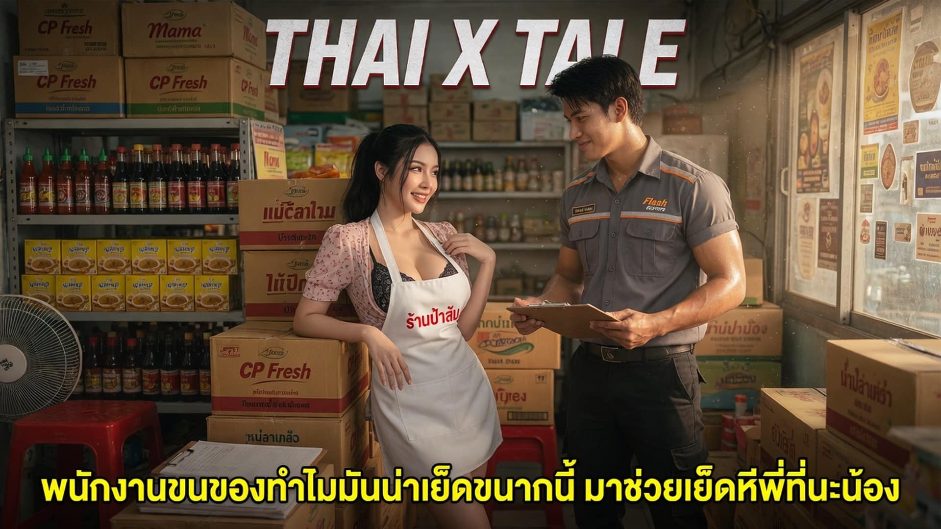 เรื่องเสียว พนักงานขนของทำไมมันน่าเย็ดขนาดนี้ มาช่วยเย็ดหีพี่ทีนะน้อง | ThaiXTale