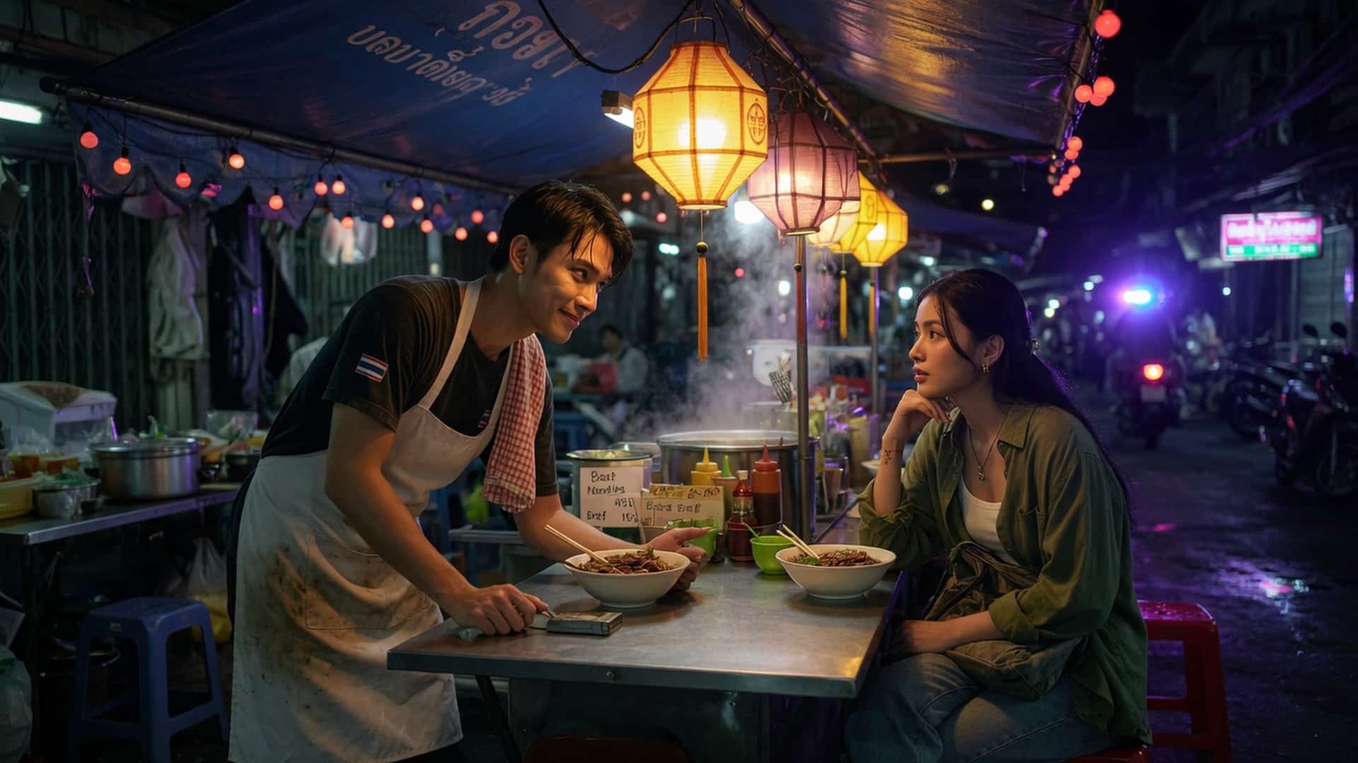 พ่อค้าก๋วยเตี๋ยวควยใหญ่ กับลูกค้าหน้าใหม่แต่ร่านควย