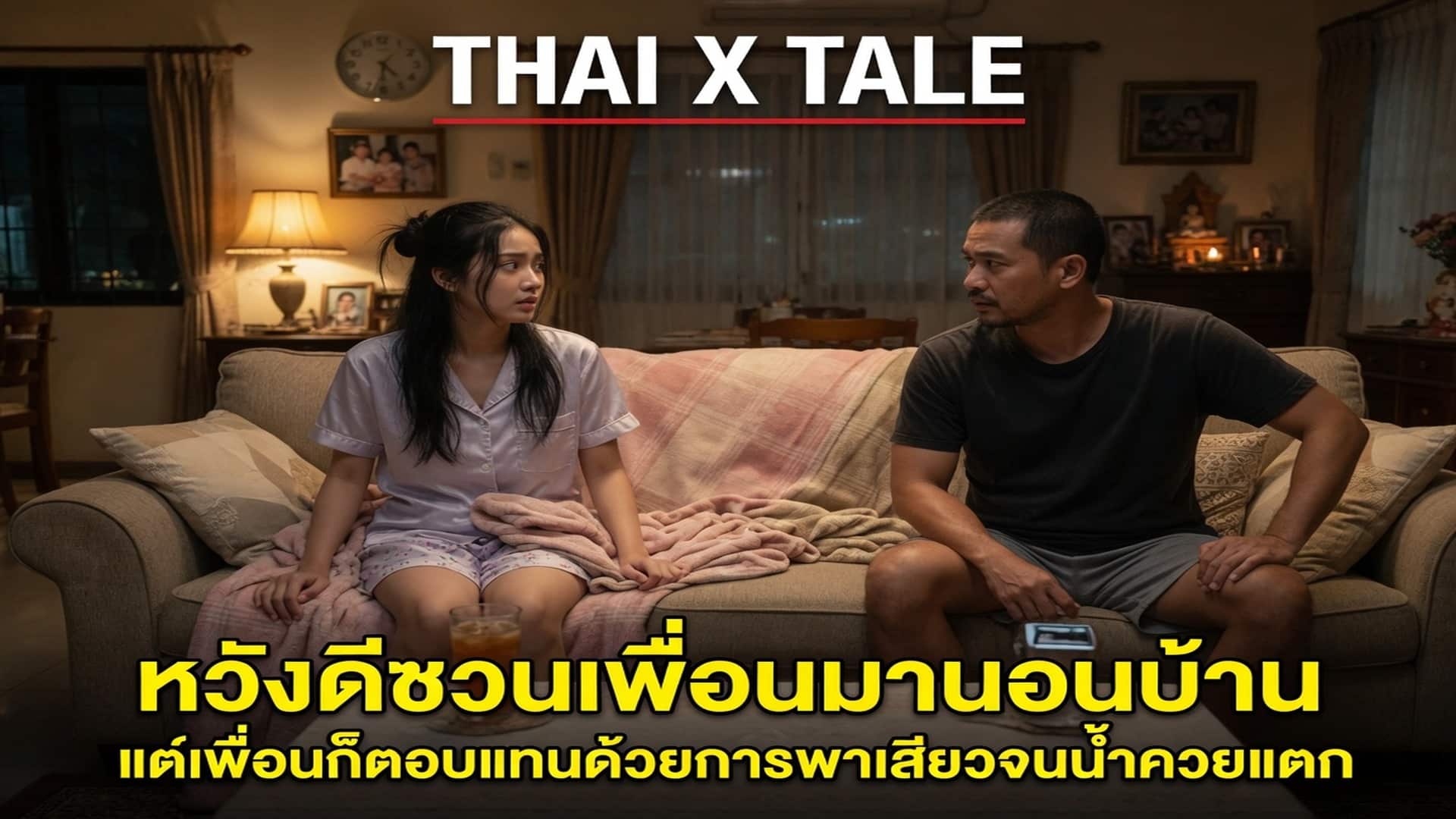 หวังดีชวนเพื่อนมานอนบ้าน แต่เพื่อนก็ตอบแทนด้วยการพาเสียวจนน้ำควยแตก