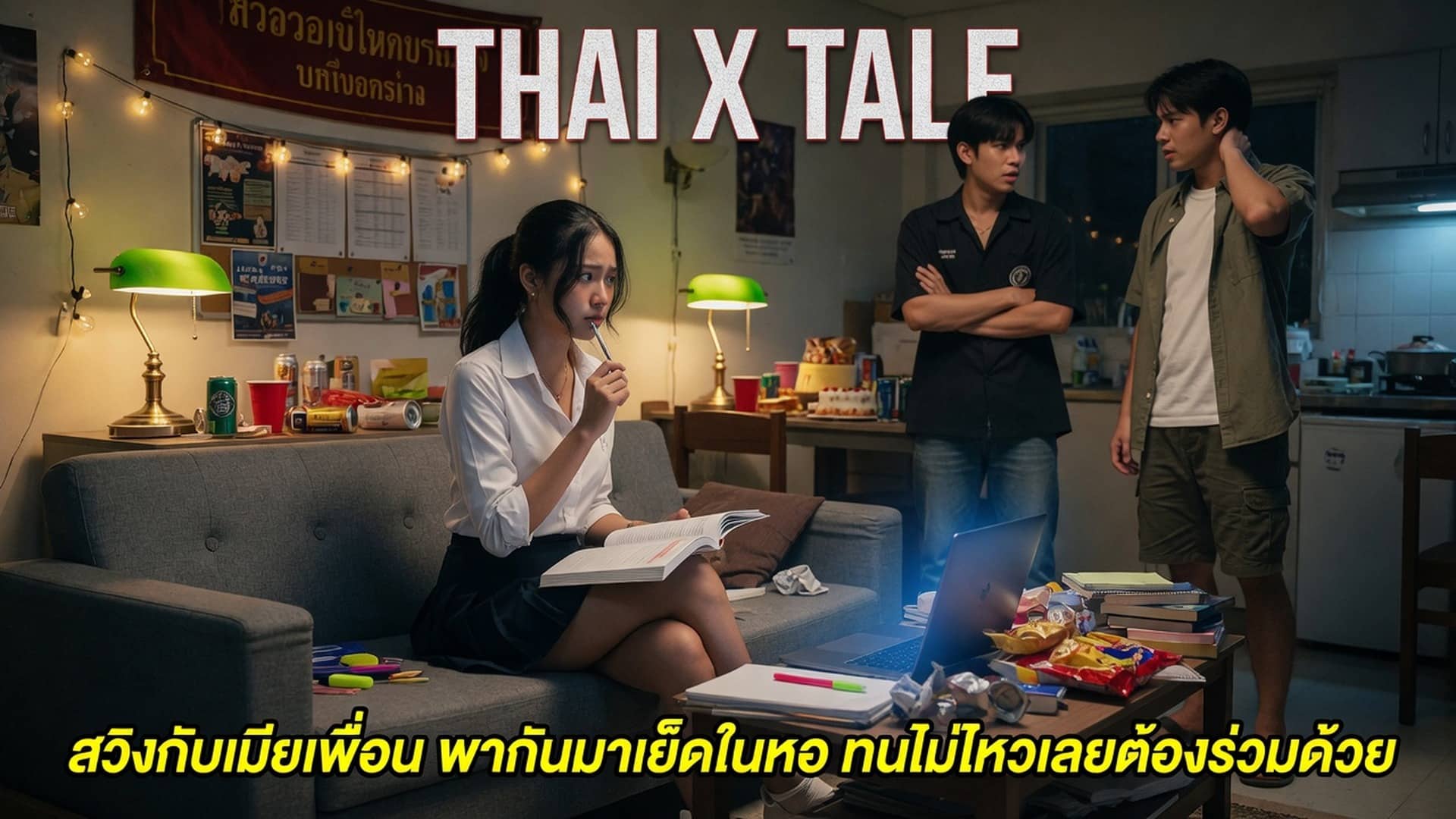 สวิงกับเมียเพื่อน พากันมาเย็ดในหอ ทนไม่ไหวเลยต้องร่วมด้วย