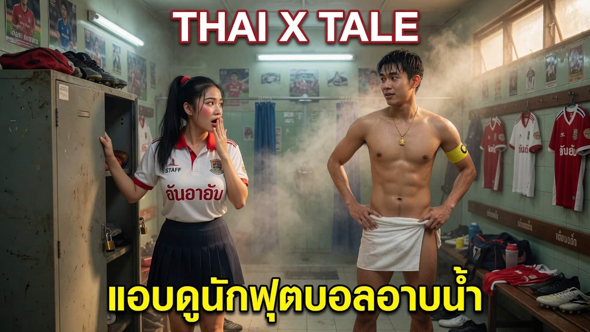 แอบดูนักฟุตบอลอาบน้ำคนเดียว แต่โดนจับได้ ผู้ช่วยผู้จัดการทีมเลยต้องไถ่โทษด้วยการโดนจับเย็ด