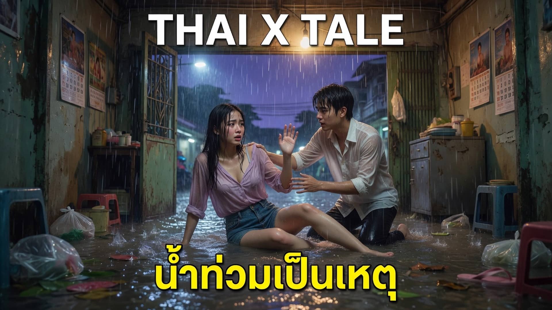 เรื่องเสียว น้ำท่วมเป็นเหตุให้เย็ดกัน | ThaiXTale