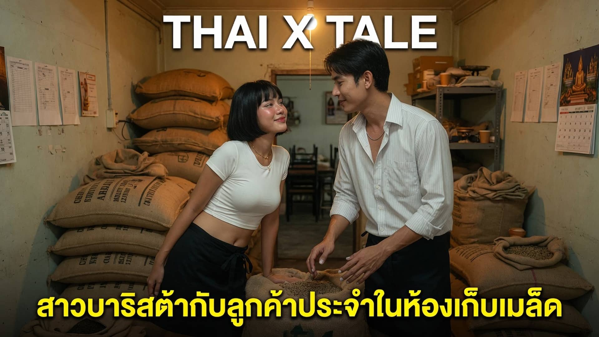 เรื่องเสียว สาวบาริสต้าขย่มหนุ่มลูกค้าประจำในห้องเก็บเมล็ดหลังปิดร้าน | ThaiXTale