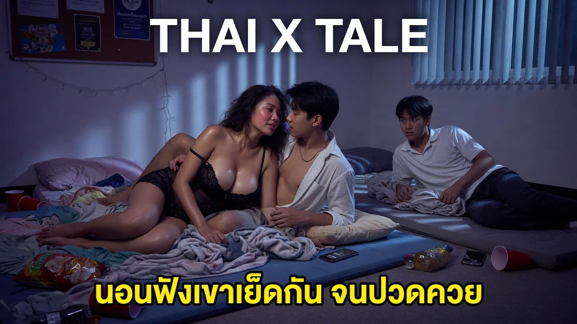 เรื่องเสียว นอนฟังเขาเย็ดกัน จนปวดควย | ThaiXTale