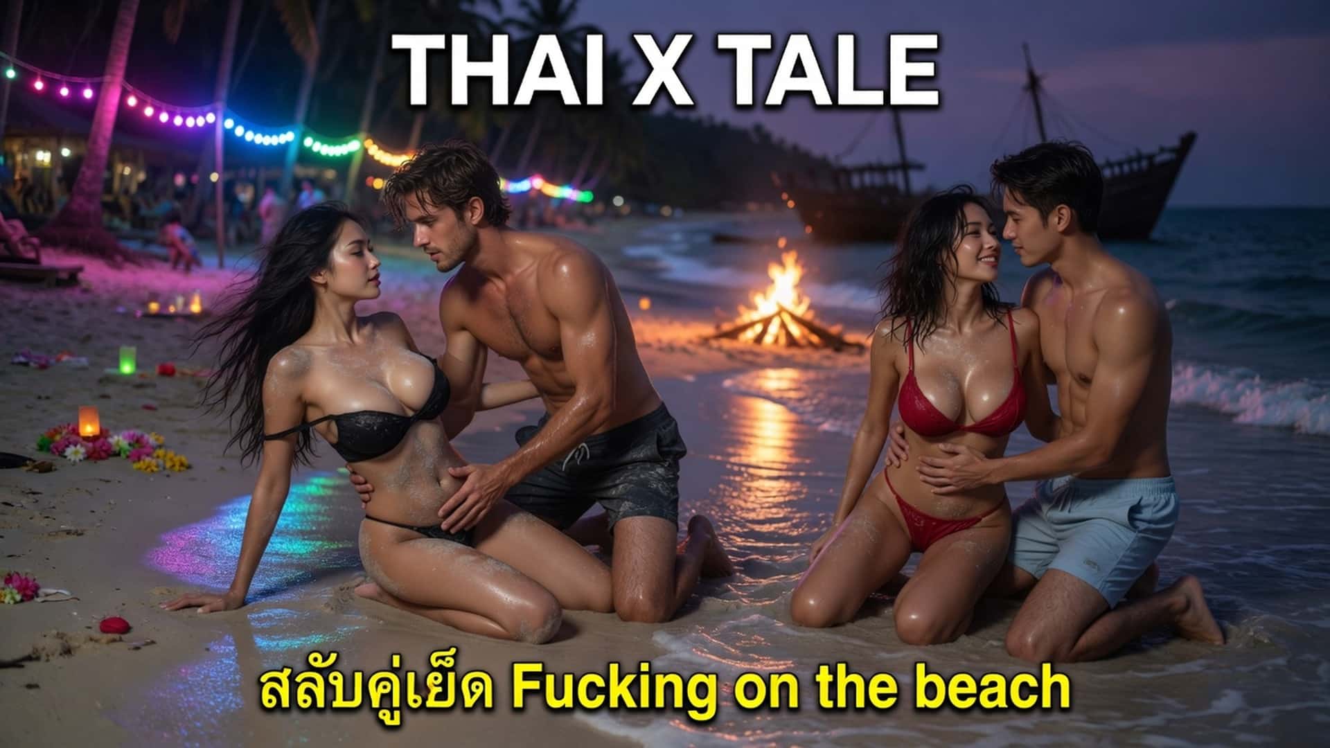 เรื่องเสียว สลับคู่เย็ด Fucking on the beach | ThaiXTale