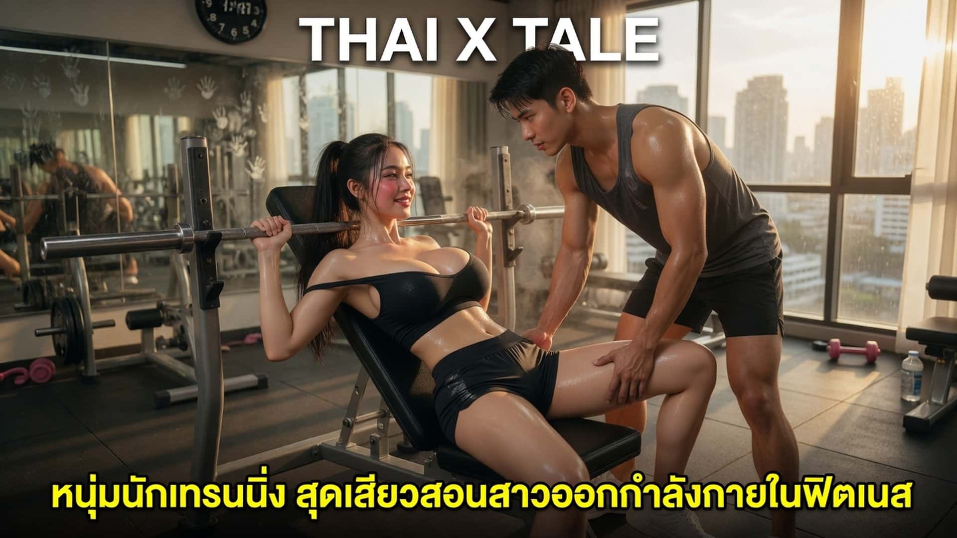 เรื่องเสียว หนุ่มนักเทรนนิ่ง สุดเสียวสอนสาวออกกำลังกายในฟิตเนส | ThaiXTale