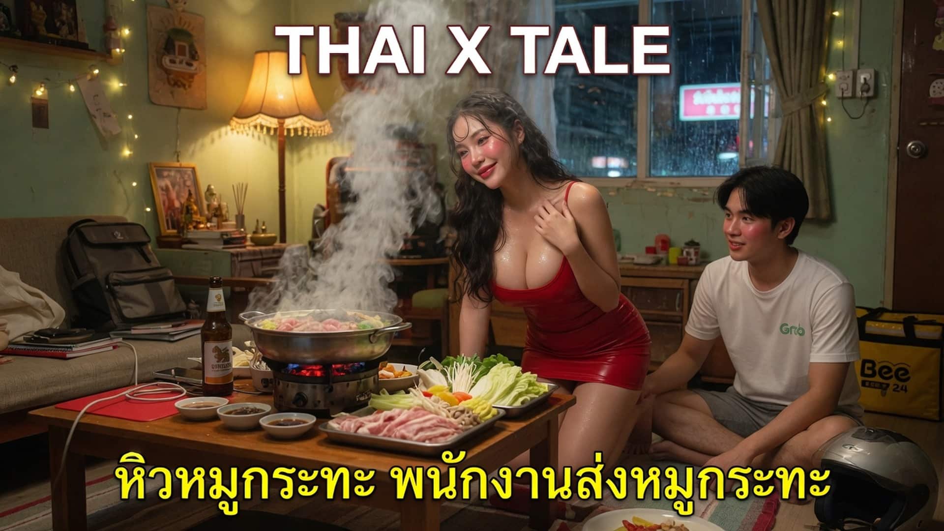 เรื่องเสียว หิวหมูกระทะ แต่ได้อมควยพนักงานส่งหมูกระทะแบบงงๆ แบบนี้ต้องเย็ดแล้วนะ | ThaiXTale