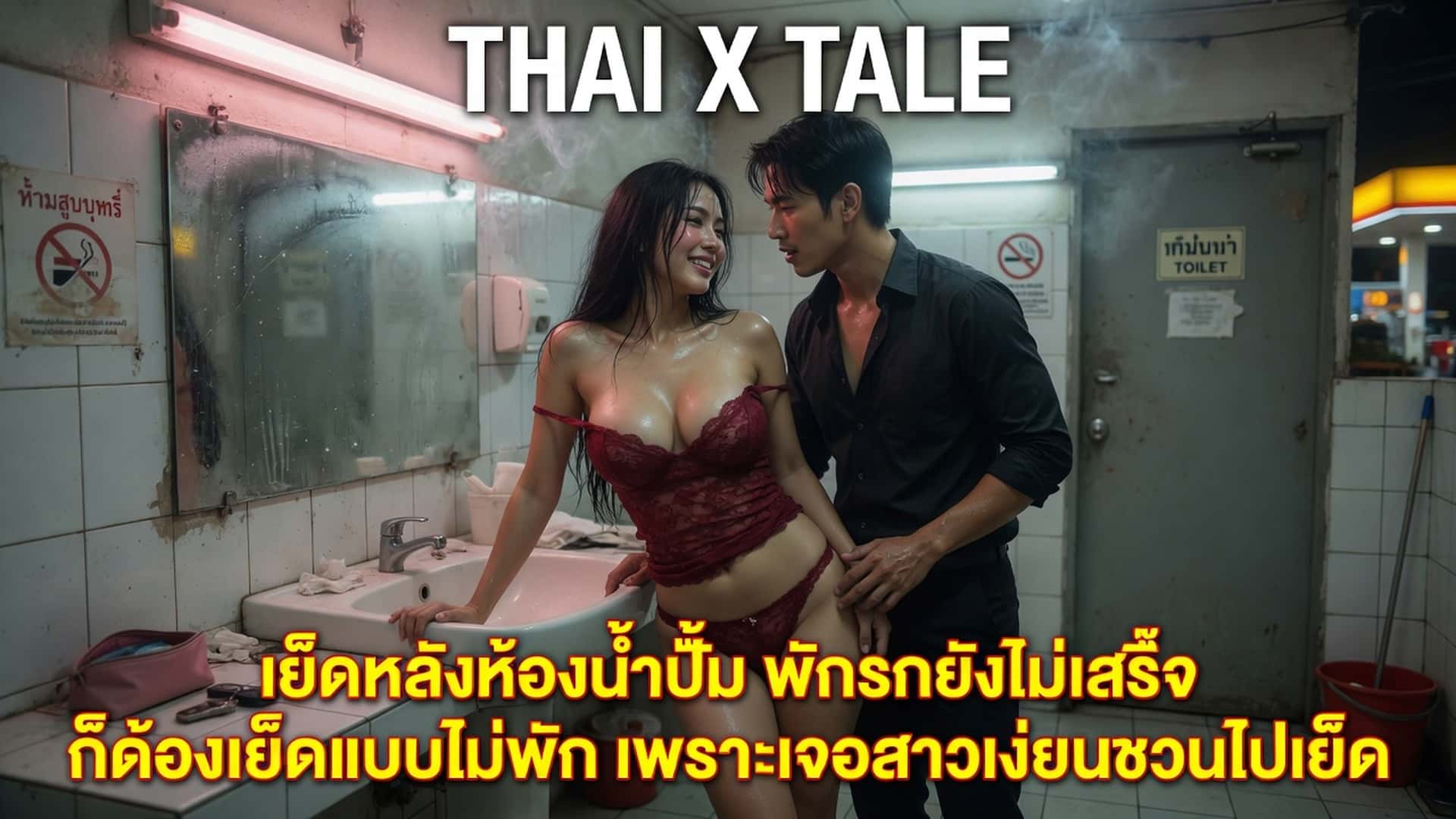 เรื่องเสียว เย็ดหลังห้องน้ำปั๊ม พักรถยังไม่เสร็จ ก็ต้องเย็ดแบบไม่พัก เพราะเจอสาวเงี่ยนชวนไปเย็ด | ThaiXTale