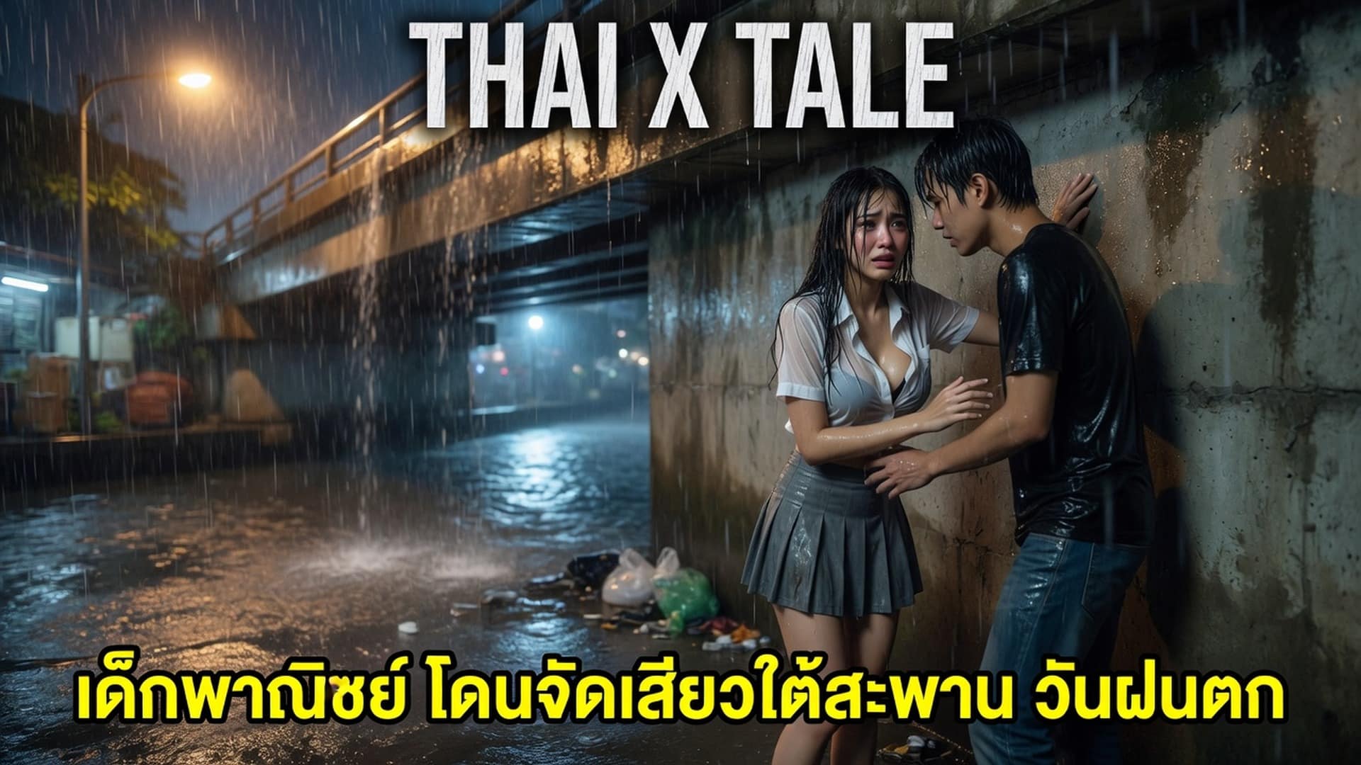 เรื่องเสียว เด็กพาณิชย์ โดนจัดเสียวใต้สะพาน วันฝนตก | ThaiXTale