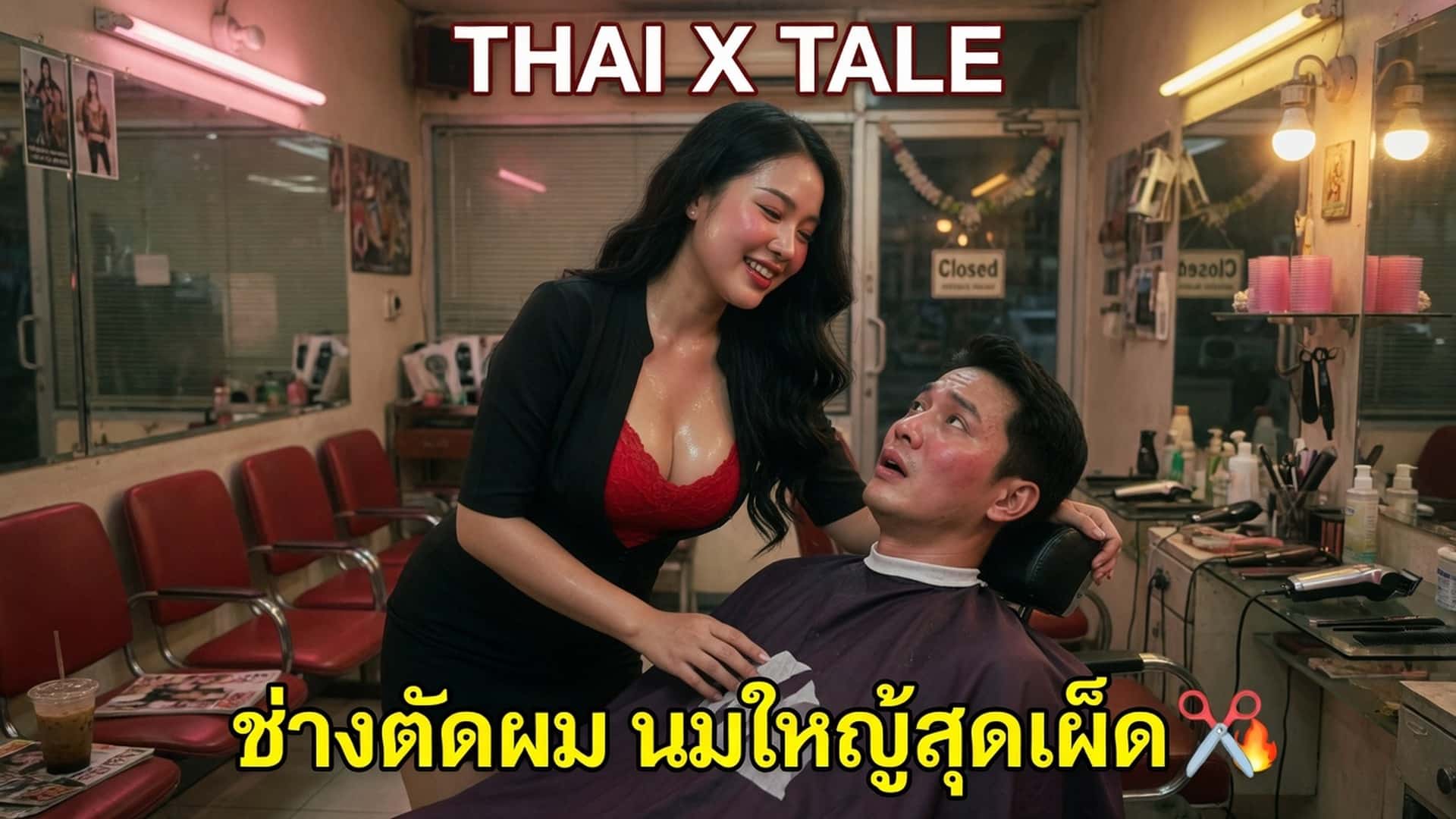 เรื่องเสียว ช่างตัดผม นมใหญ่สุดเผ็ด เลยปิดร้านแล้วจับเย็ดให้น้ำแตก | ThaiXTale