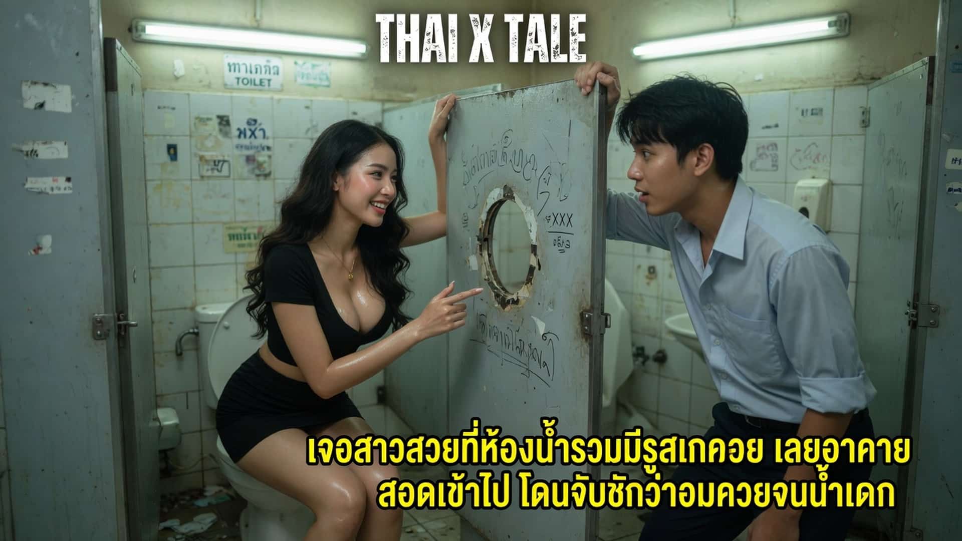 เรื่องเสียว เจอสาวสวยที่ห้องน้ำรวมมีรูสอดควย เลยลองเอาควยสอดเข้าไป โดนจับชักว่าอมควยจนน้ำแตก | ThaiXTale