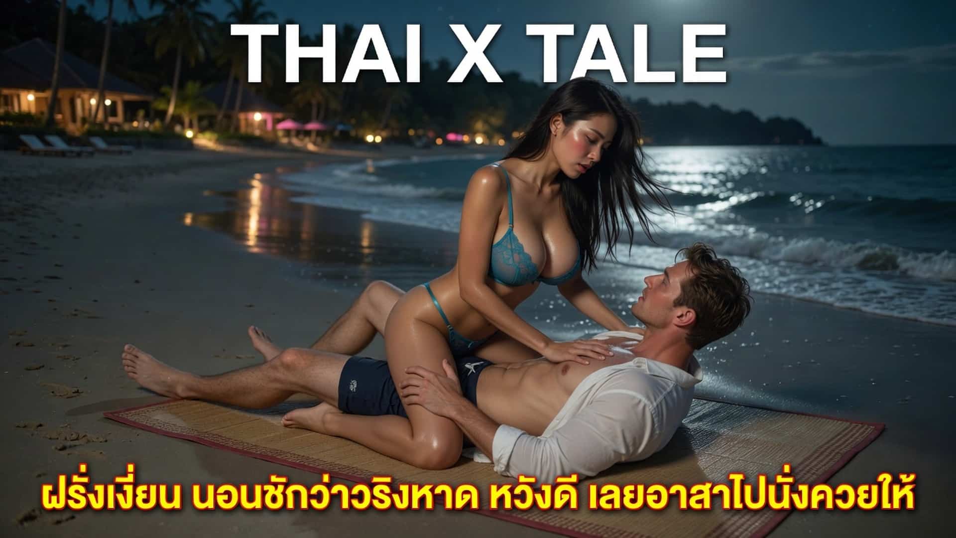 เรื่องเสียว ฝรั่งเงี่ยน นอนชักว่าวริมหาด หวังดี เลยอาสาไปนั่งควยให้ | ThaiXTale
