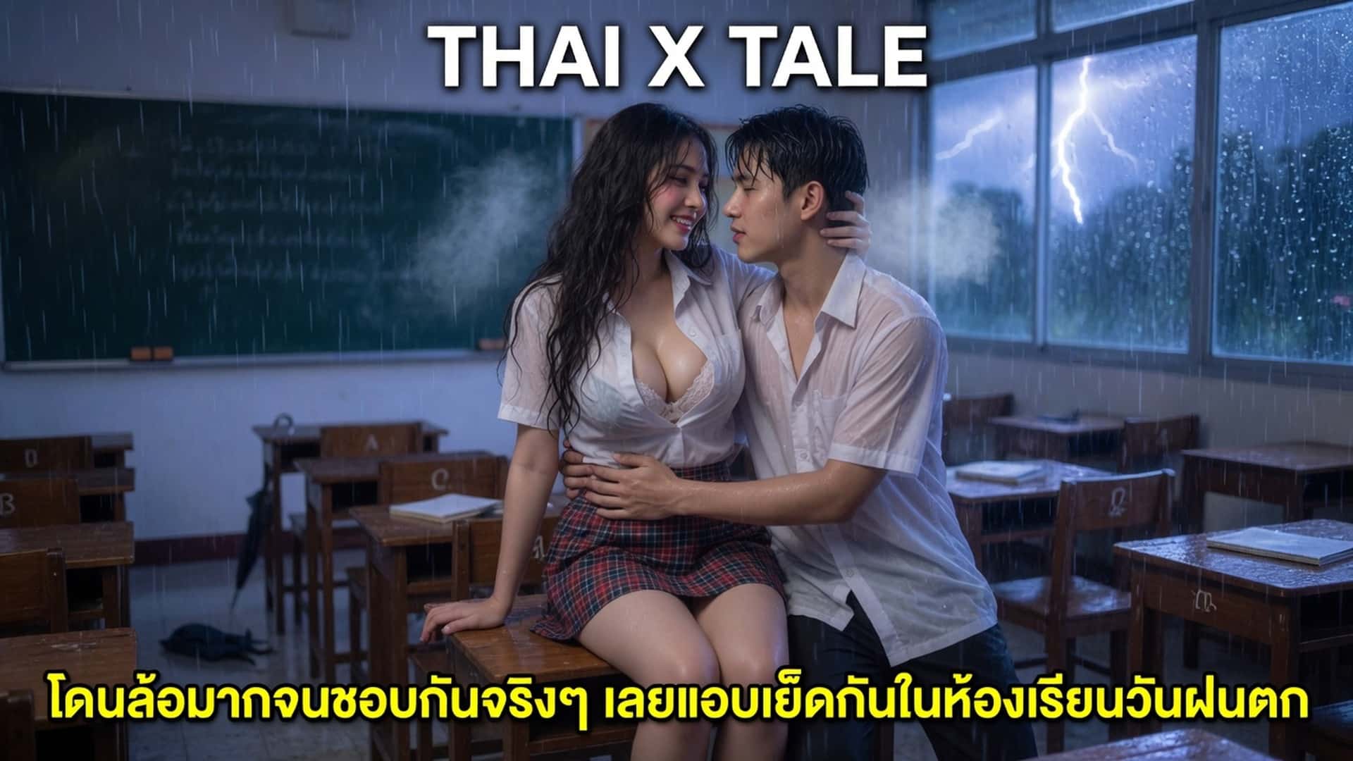 เรื่องเสียว โดนล้อมากจนชอบกันจริงๆ เลยแอบเย็ดกันในห้องเรียนวันฝนตก | ThaiXTale