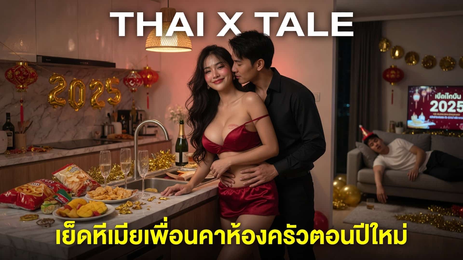 เรื่องเสียว เย็ดหีเมียเพื่อนคาห้องครัวตอนปีใหม่ | ThaiXTale
